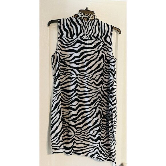 New Direction Women's Sleeveless Printed Woven Blouse Size L, Zip Zebra - Picture 4 of 8